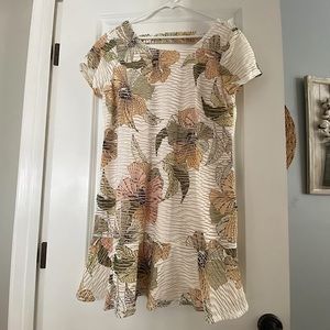 Nicole Miller Ivory Floral Flounce Dress